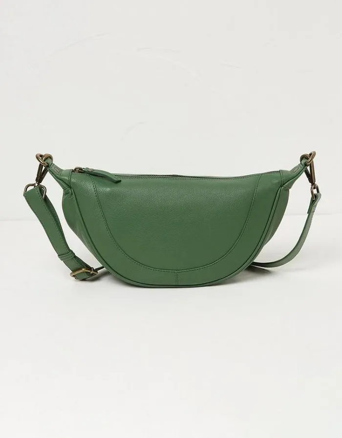 Women FatFace Festival Collection Jovie Half Moon Sling Bag Bright Green