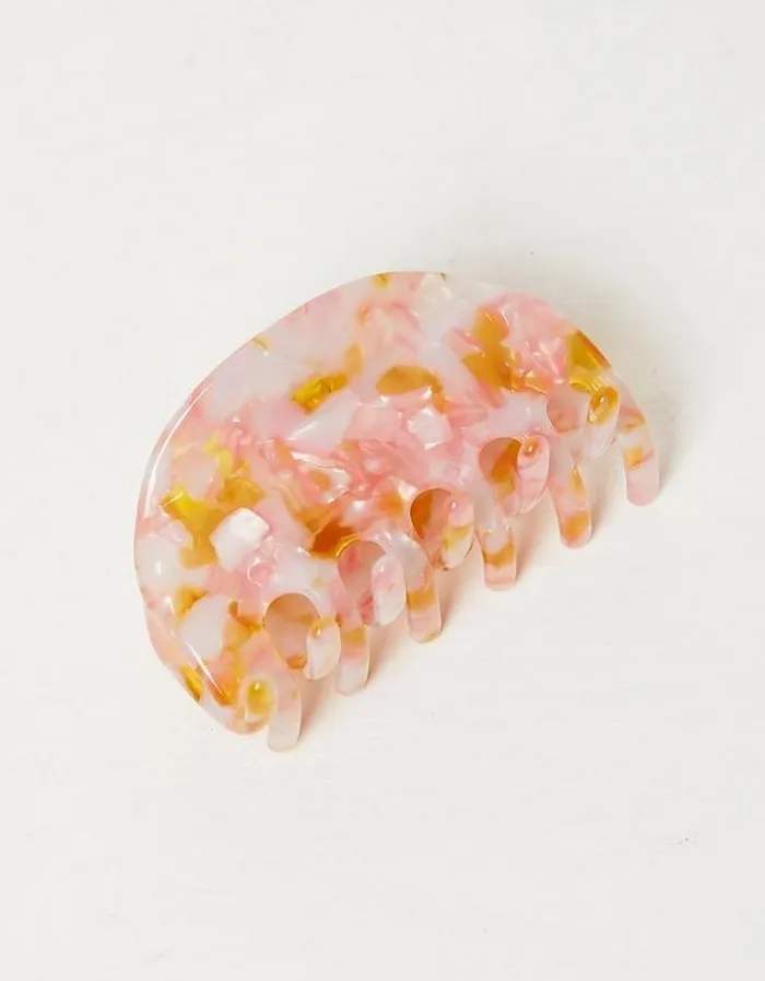 Women FatFace Hair Accessories Small Round Claw Clip Pink