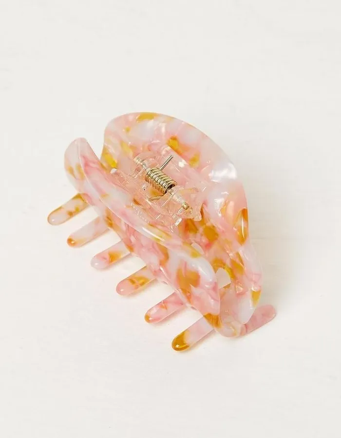 Women FatFace Hair Accessories Small Round Claw Clip Pink