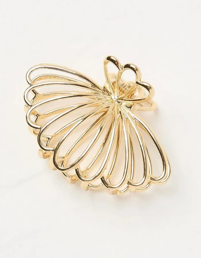 Women FatFace Hair Accessories Small Shell Claw Clip Gold