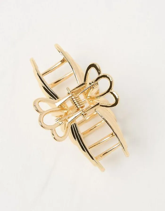 Women FatFace Hair Accessories Small Shell Claw Clip Gold