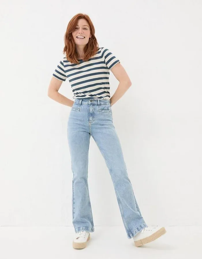 Women FatFace Jeans and Dungarees Fly Flare Jeans Light Denim Blue