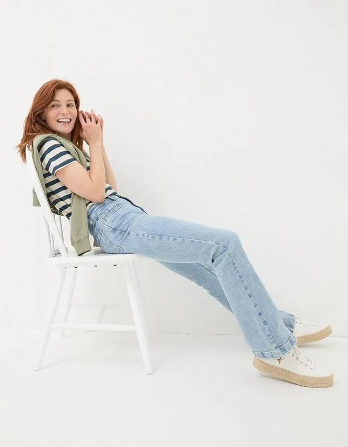Women FatFace Jeans and Dungarees Fly Flare Jeans Light Denim Blue