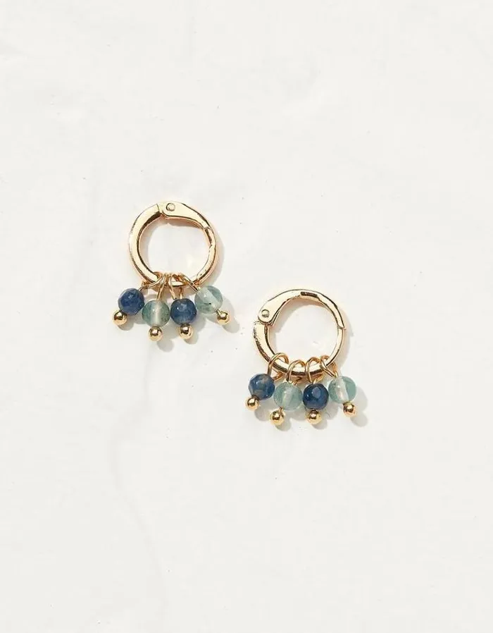 Women FatFace Jewelry Bead Huggy Hoops Blue