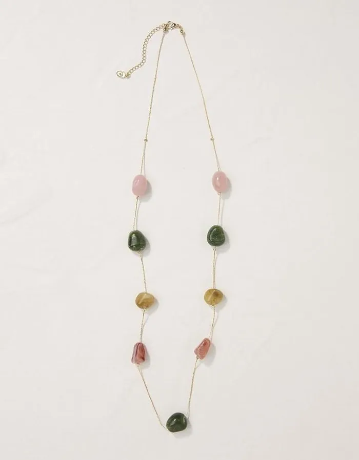 Women FatFace Jewelry Large Stone Necklace Gold