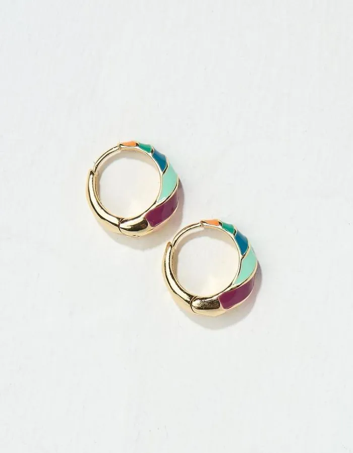 Women FatFace Jewelry Multi Colour Enamel Hoops