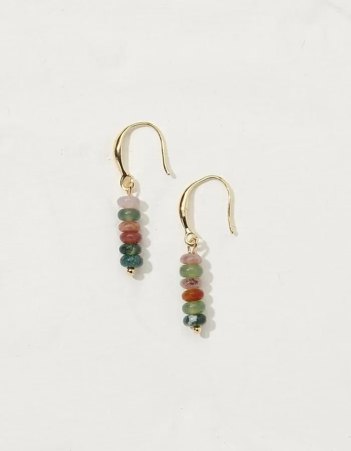 Women FatFace Jewelry Semi Precious Drop Earrings Multi