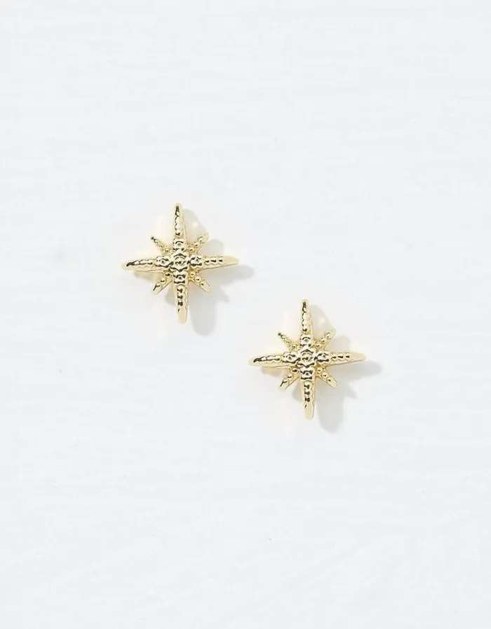 Women FatFace Jewelry Textured Stud Earrings Gold
