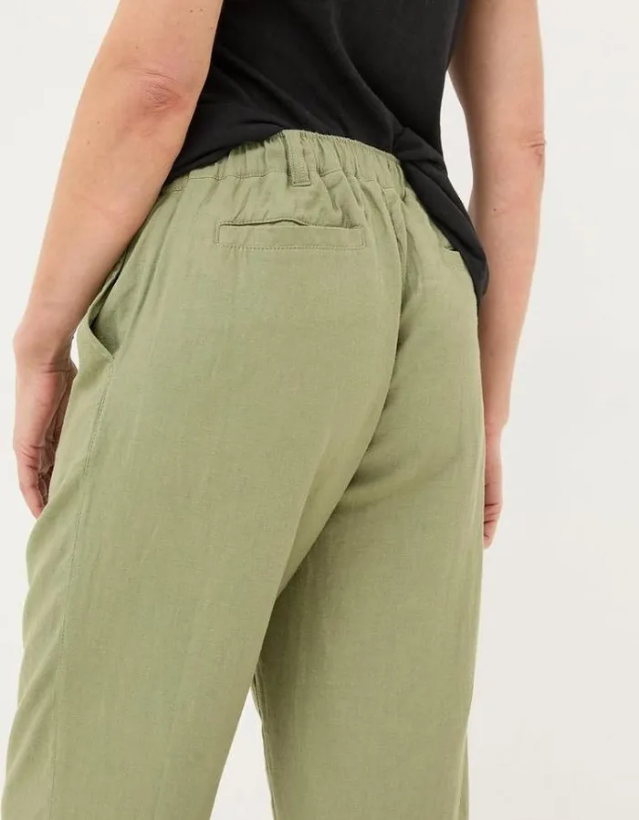 Women FatFace Pants and Leggings Austell Linen Blend Joggers Khaki Green