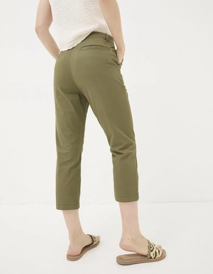 Women FatFace Pants and Leggings Farnham Crop Chinos Khaki Green