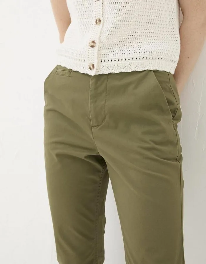 Women FatFace Pants and Leggings Farnham Crop Chinos Khaki Green