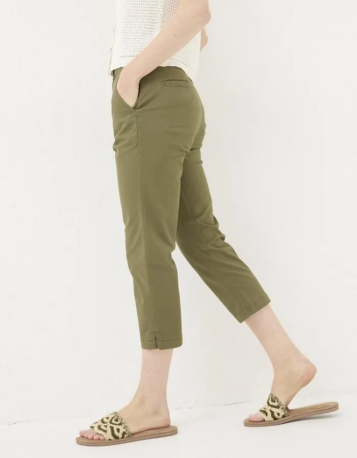 Women FatFace Pants and Leggings Farnham Crop Chinos Khaki Green