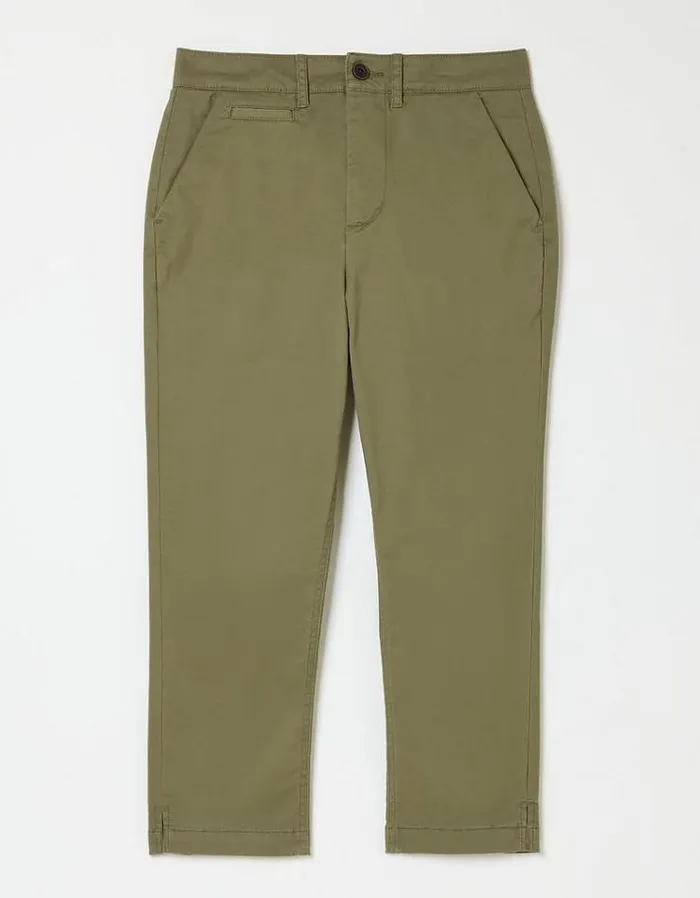 Women FatFace Pants and Leggings Farnham Crop Chinos Khaki Green