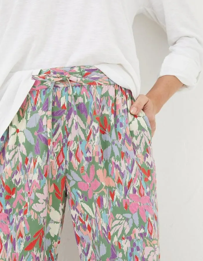 Women FatFace Pants and Leggings Lyme Expressive Floral Trousers Light Green