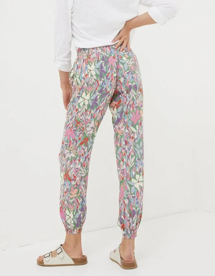 Women FatFace Pants and Leggings Lyme Expressive Floral Trousers Light Green