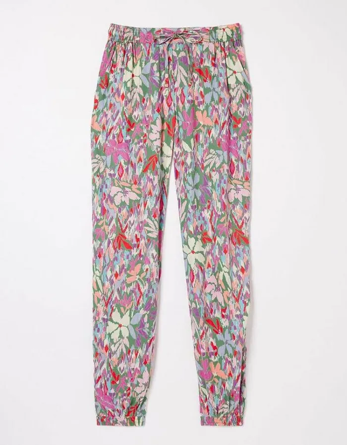 Women FatFace Pants and Leggings Lyme Expressive Floral Trousers Light Green