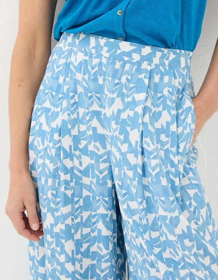 Women FatFace Pants and Leggings Shirwell Med Geo Crop Pants Chambray Blue