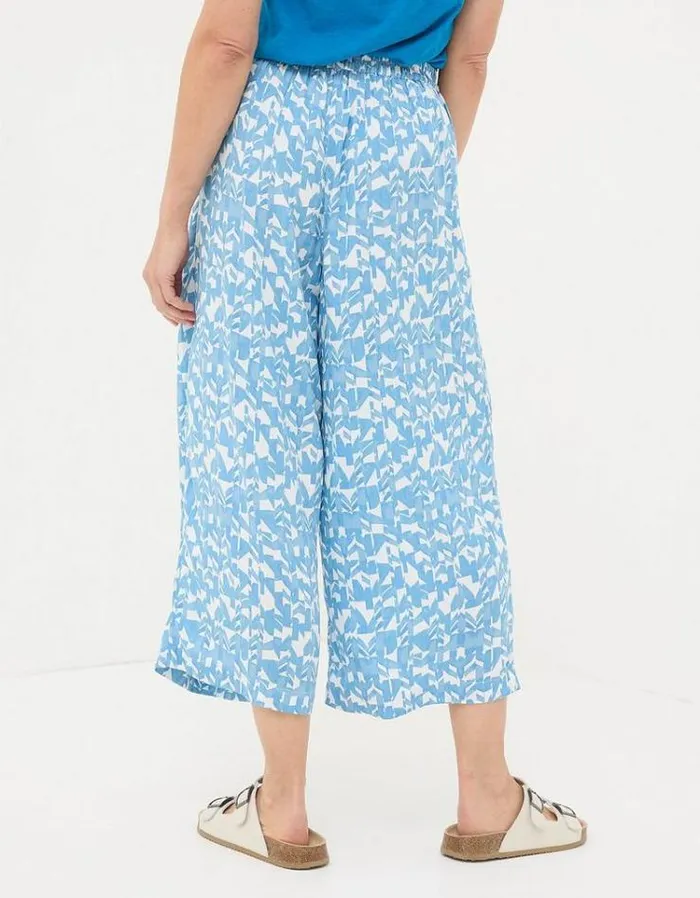 Women FatFace Pants and Leggings Shirwell Med Geo Crop Pants Chambray Blue