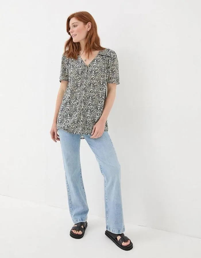 Women FatFace Shirts and Blouses Cassidy Inlay Floral Tunic Black