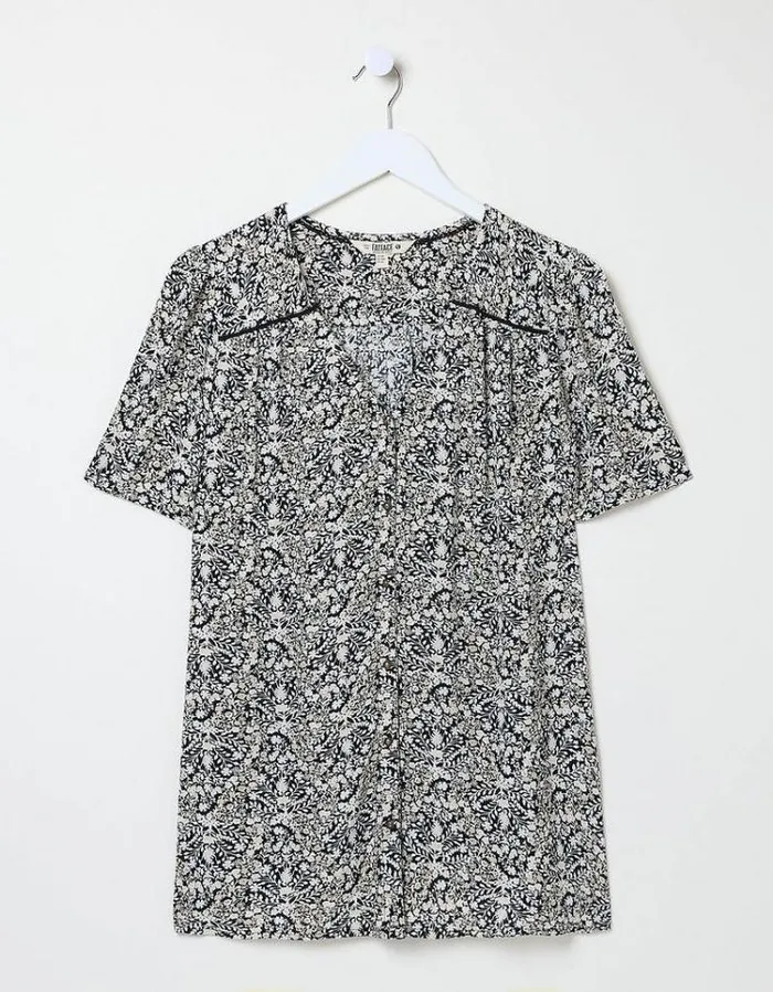 Women FatFace Shirts and Blouses Cassidy Inlay Floral Tunic Black