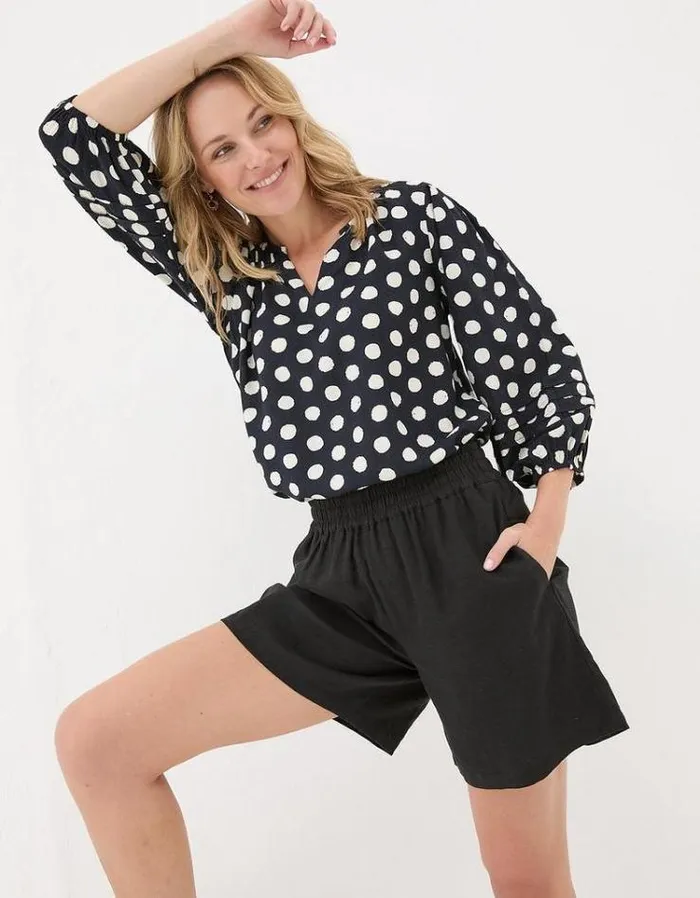 Women FatFace Shirts and Blouses Imogen Polka Dot Blouse Navy