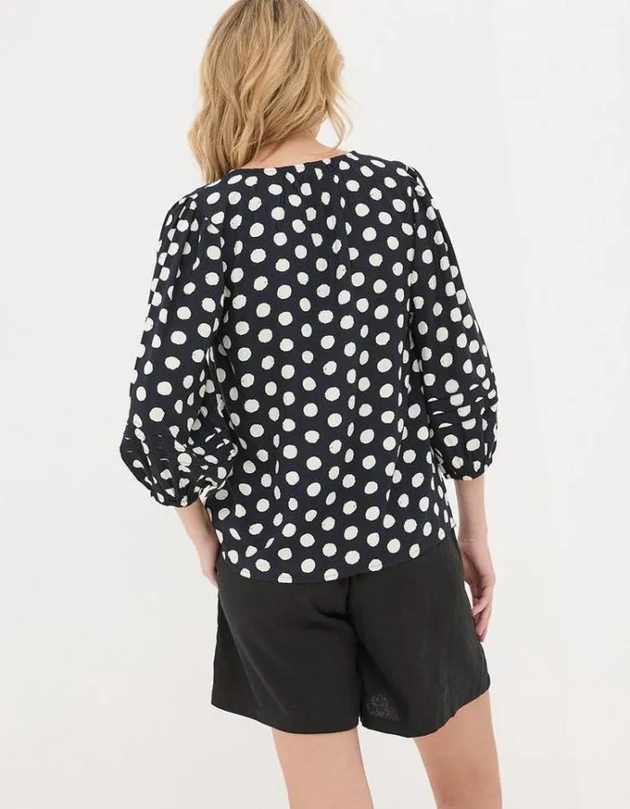 Women FatFace Shirts and Blouses Imogen Polka Dot Blouse Navy