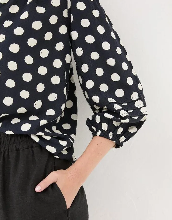 Women FatFace Shirts and Blouses Imogen Polka Dot Blouse Navy