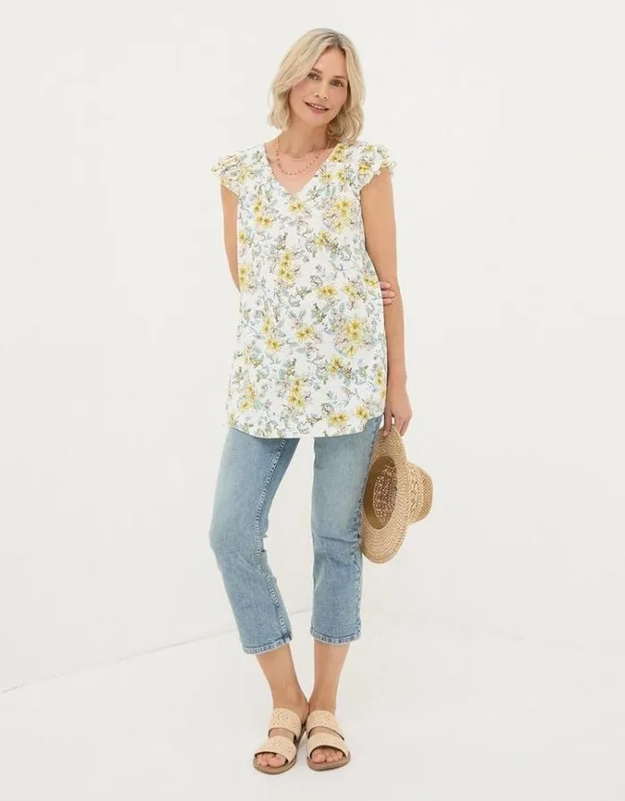 Women FatFace Shirts and Blouses Katy Citrus Floral Tunic Ivory