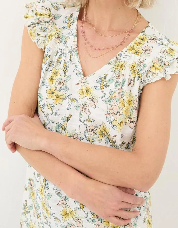 Women FatFace Shirts and Blouses Katy Citrus Floral Tunic Ivory