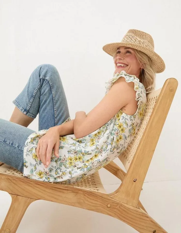 Women FatFace Shirts and Blouses Katy Citrus Floral Tunic Ivory
