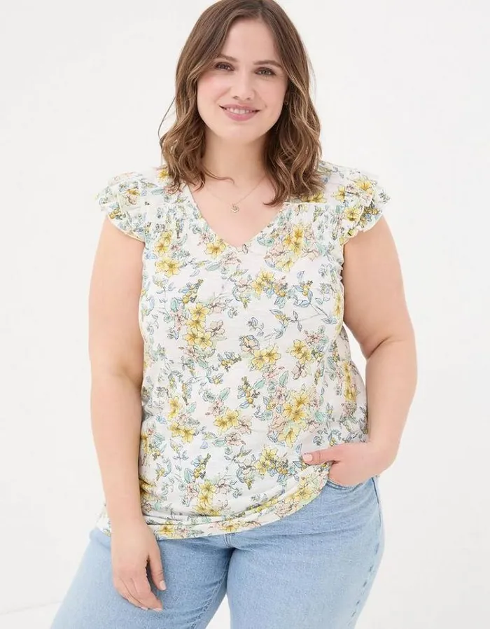 Women FatFace Shirts and Blouses Katy Citrus Floral Tunic Ivory