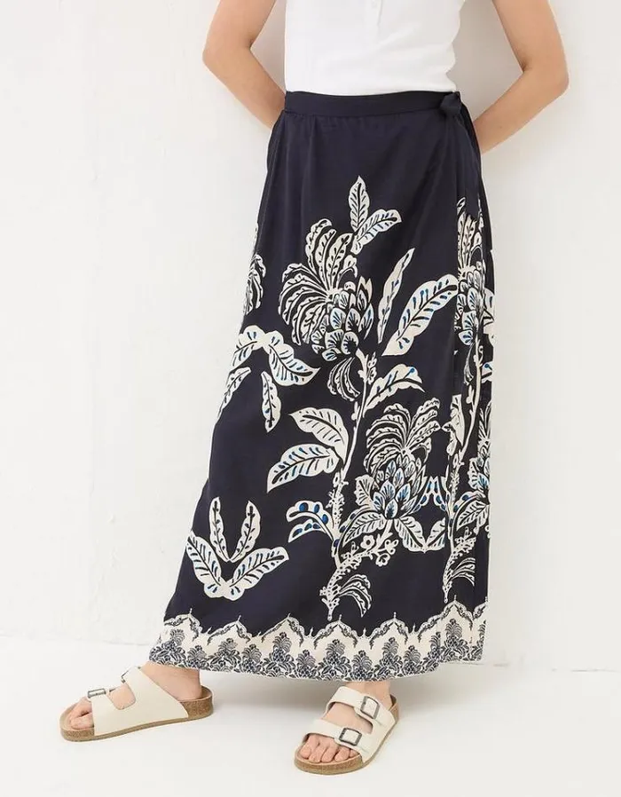 Women FatFace Skirts Blakely Damask Placement Maxi Skirt Navy