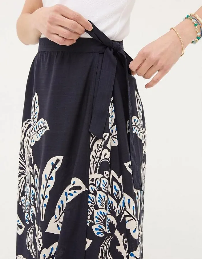 Women FatFace Skirts Blakely Damask Placement Maxi Skirt Navy