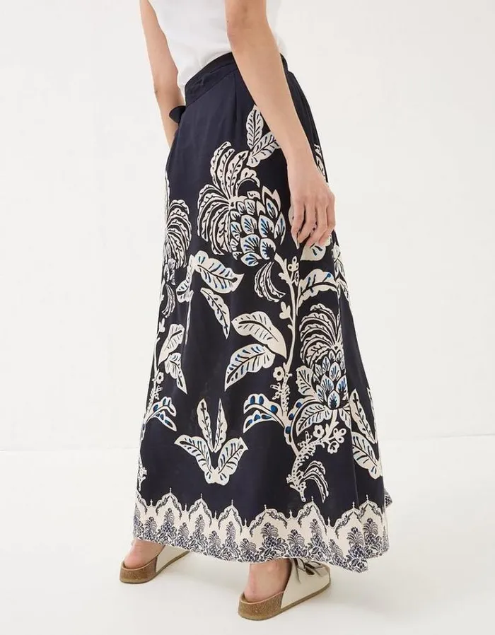 Women FatFace Skirts Blakely Damask Placement Maxi Skirt Navy