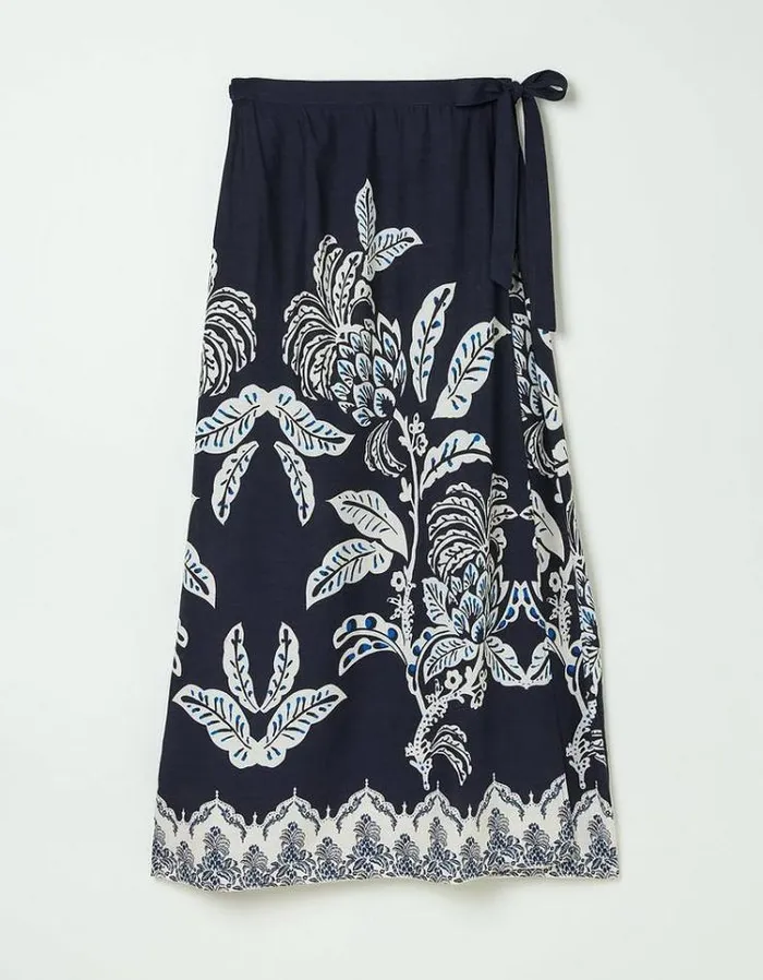 Women FatFace Skirts Blakely Damask Placement Maxi Skirt Navy