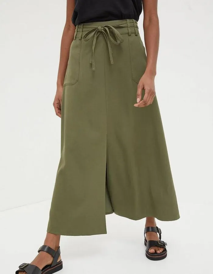 Women FatFace Skirts Melanie Utility Midi Skirt Khaki Green