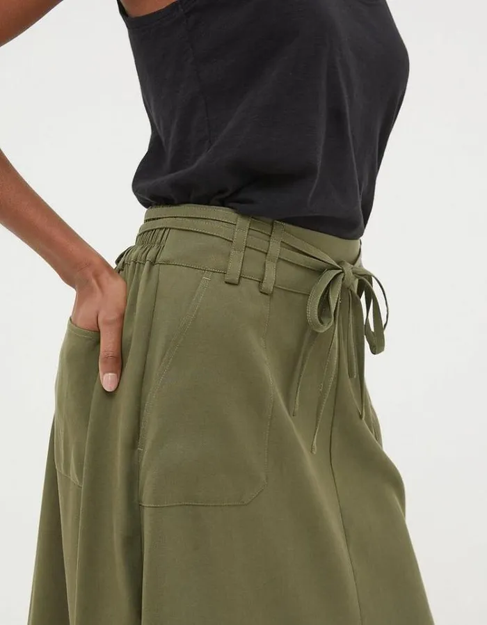 Women FatFace Skirts Melanie Utility Midi Skirt Khaki Green