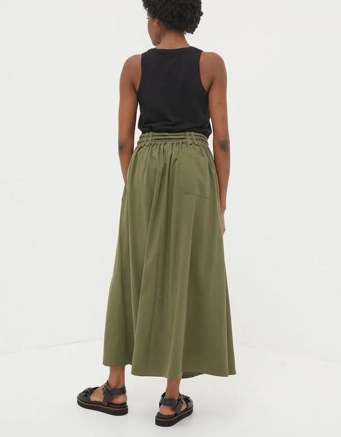 Women FatFace Skirts Melanie Utility Midi Skirt Khaki Green