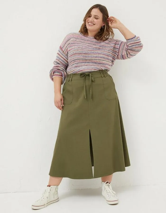 Women FatFace Skirts Melanie Utility Midi Skirt Khaki Green