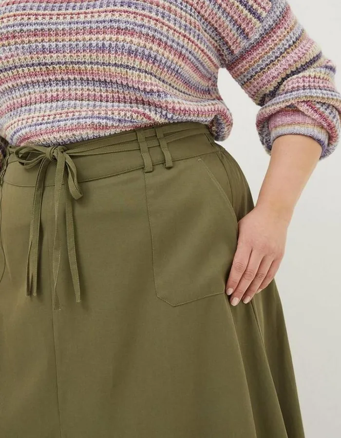 Women FatFace Skirts Melanie Utility Midi Skirt Khaki Green