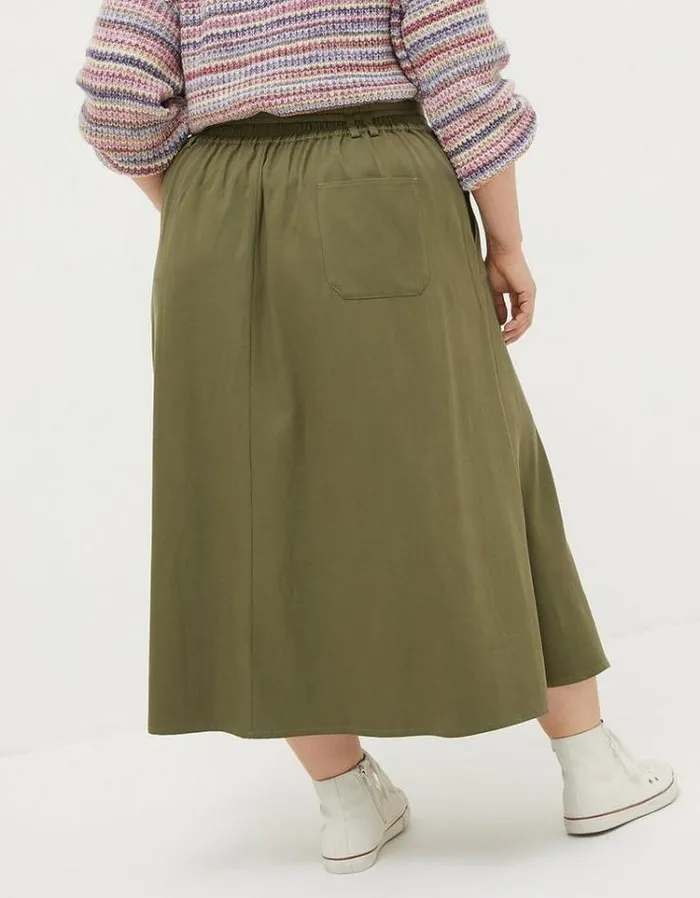 Women FatFace Skirts Melanie Utility Midi Skirt Khaki Green