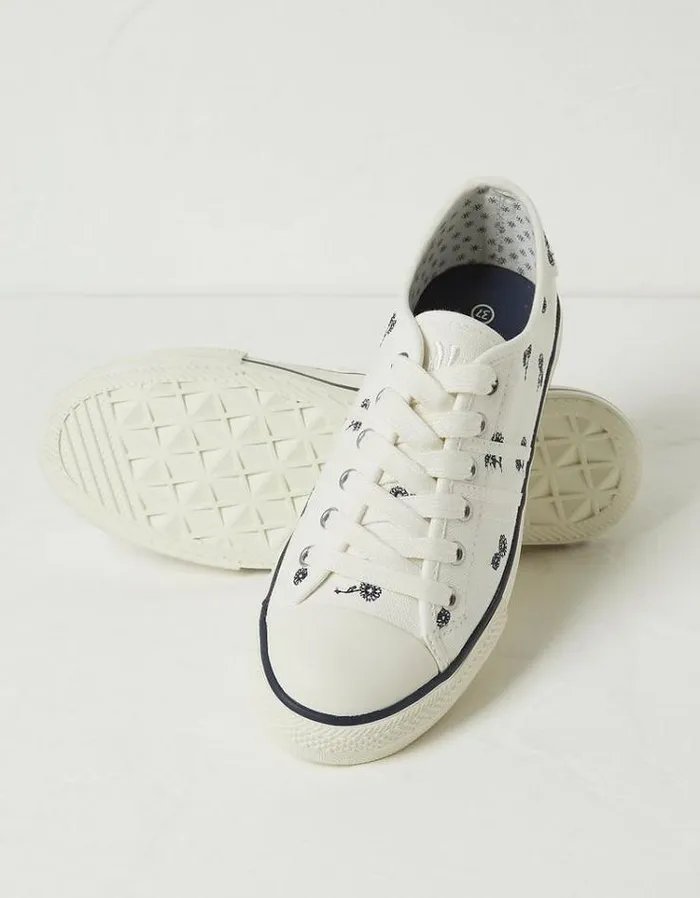 Women FatFace Sneakers Raya Canvas Lace Up Sneakers Ivory