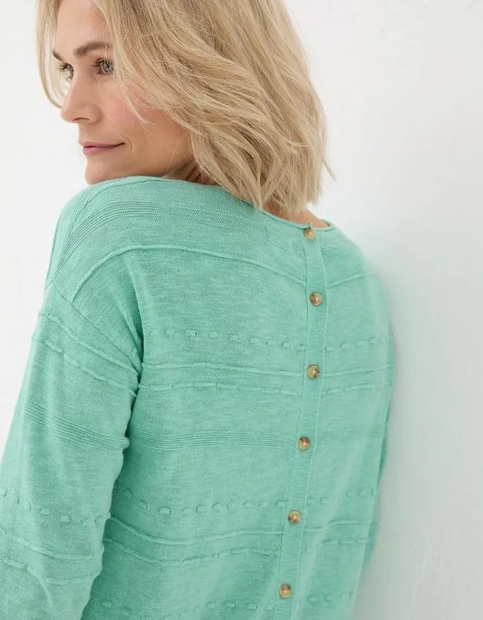 Women FatFace Sweaters and Cardigans Isabelle Linen Blend Sweater Teal Green
