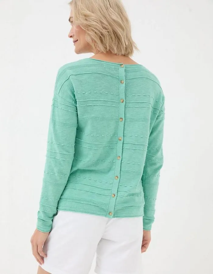 Women FatFace Sweaters and Cardigans Isabelle Linen Blend Sweater Teal Green