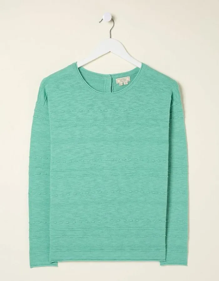 Women FatFace Sweaters and Cardigans Isabelle Linen Blend Sweater Teal Green