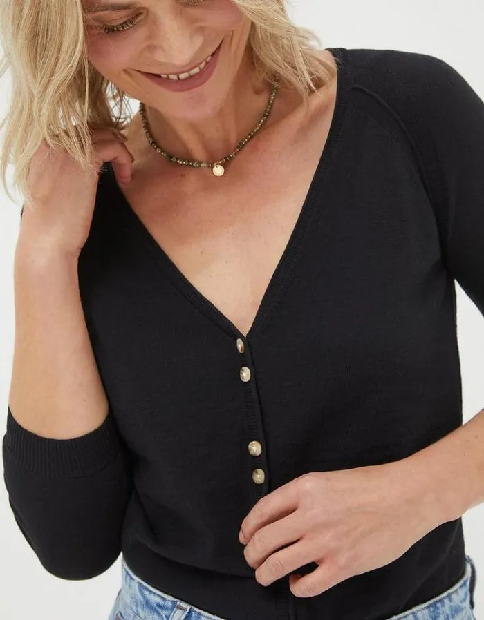 Women FatFace Sweaters and Cardigans Rose Cardigan Black