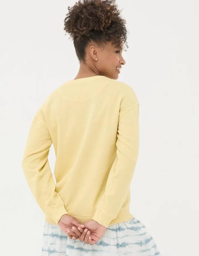 Women FatFace Sweatshirts and Hoodies Organic Cotton Georgia Crew Sweatshirt Light Yellow