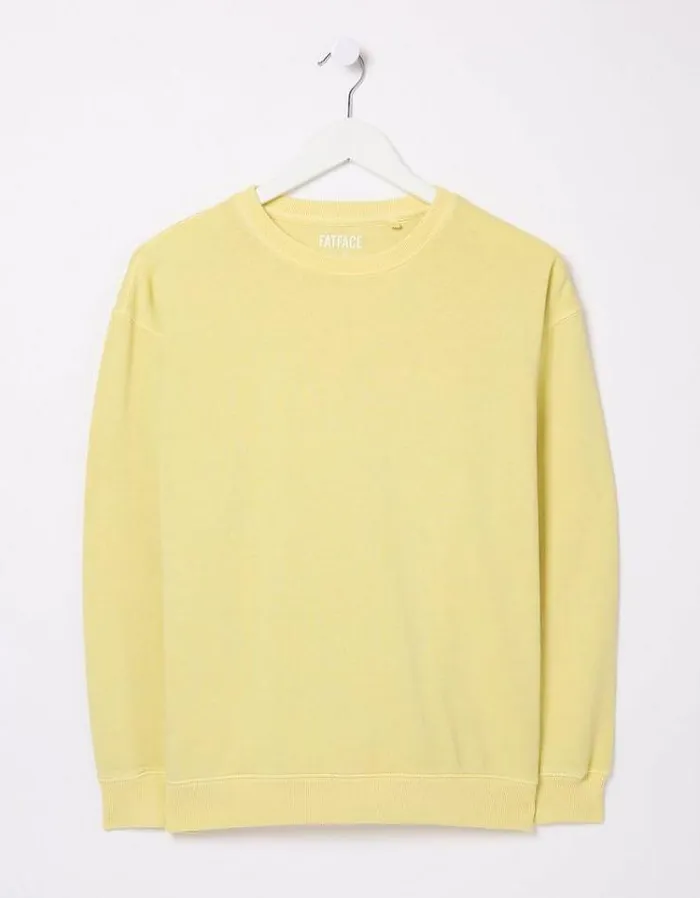 Women FatFace Sweatshirts and Hoodies Organic Cotton Georgia Crew Sweatshirt Light Yellow