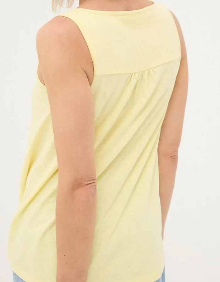 Women FatFace Tops and TShirts Flora Cotton and Linen Blend Vest Light Yellow