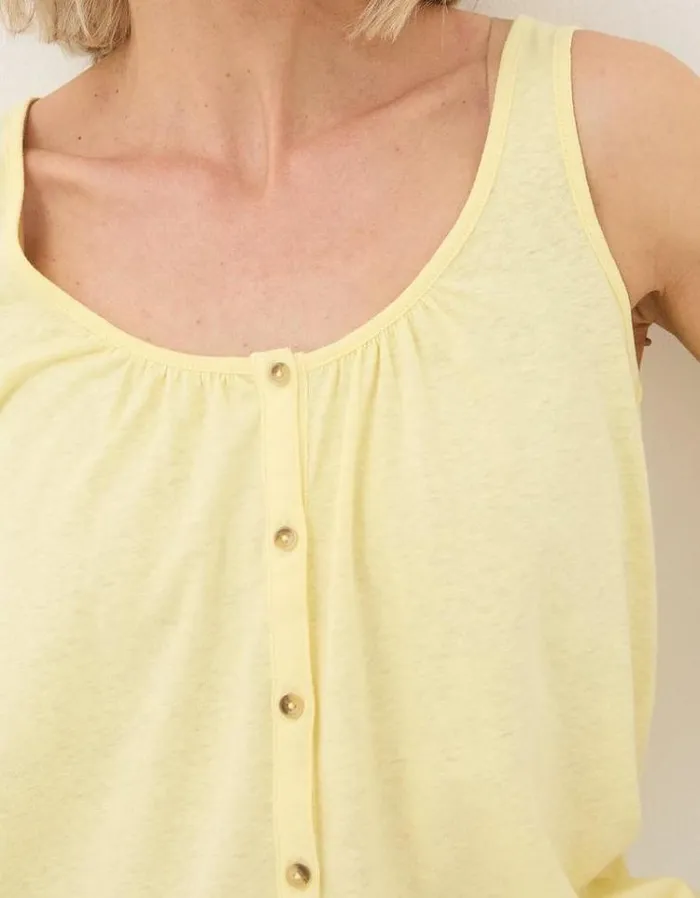 Women FatFace Tops and TShirts Flora Cotton and Linen Blend Vest Light Yellow
